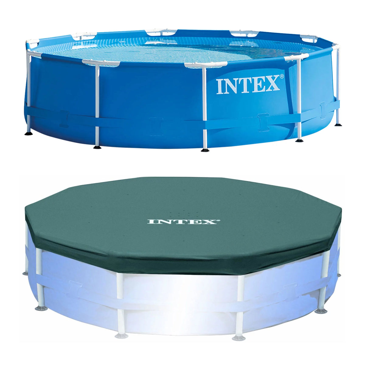 Round Metal Frame Above Ground Swimming Pool with Cover V77165