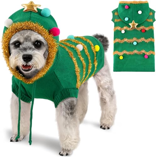 Dog Christmas Sweater with 3D Reindeer Pattern Knitted Pet Clothes F29837