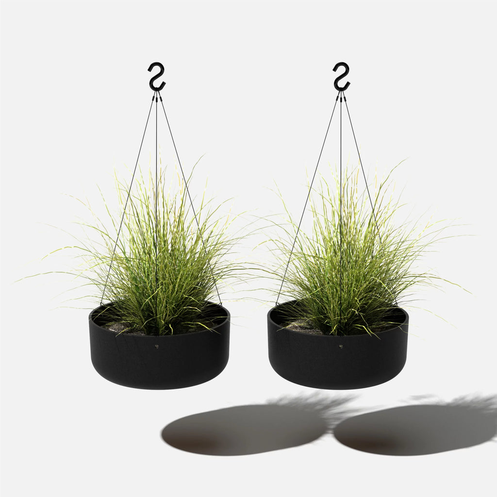 14" Hanging Bowl Planter 2-Pack Black E4881
