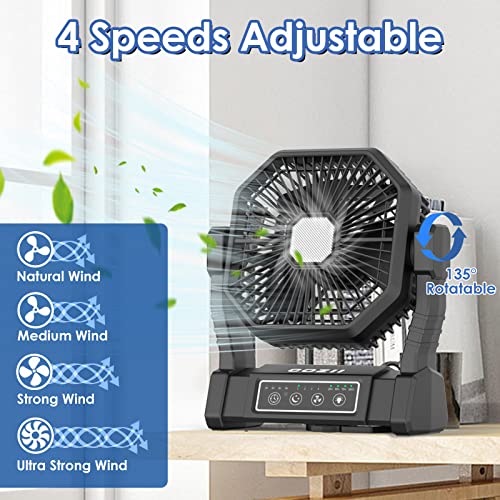 Battery Operated Fan, 20000mAh Rechargeable Camping Fan with LED Lantern M9367