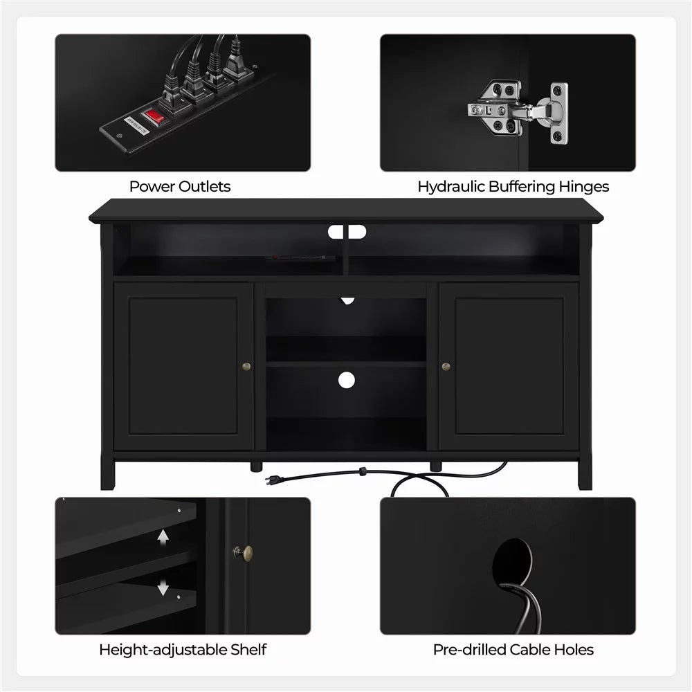 Black TV Stand with Power Outlet D42427