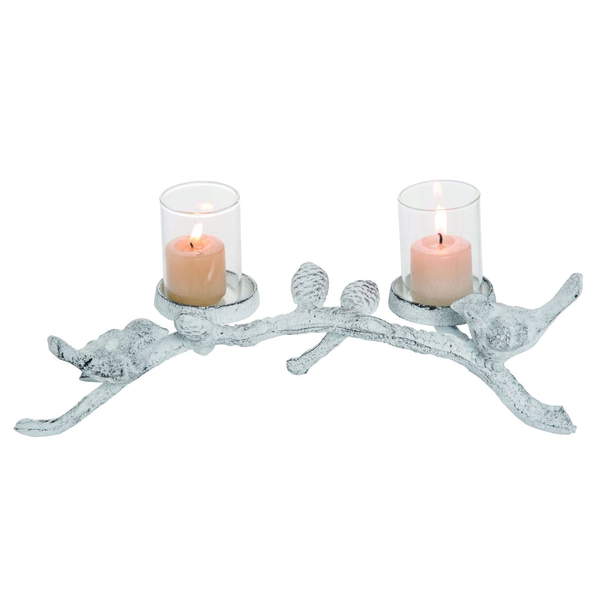 White and Clear Birds Christmas Candle Holder A208917
