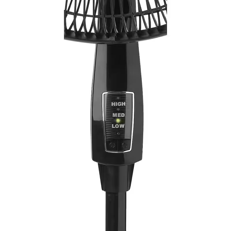 Black Adjustable-Height Oscillating Pedestal Fan with Remote Control V3675