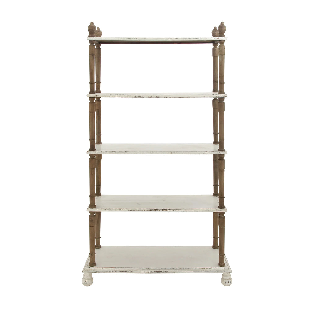 White Wood 5-Tier Shelving Unit I31246