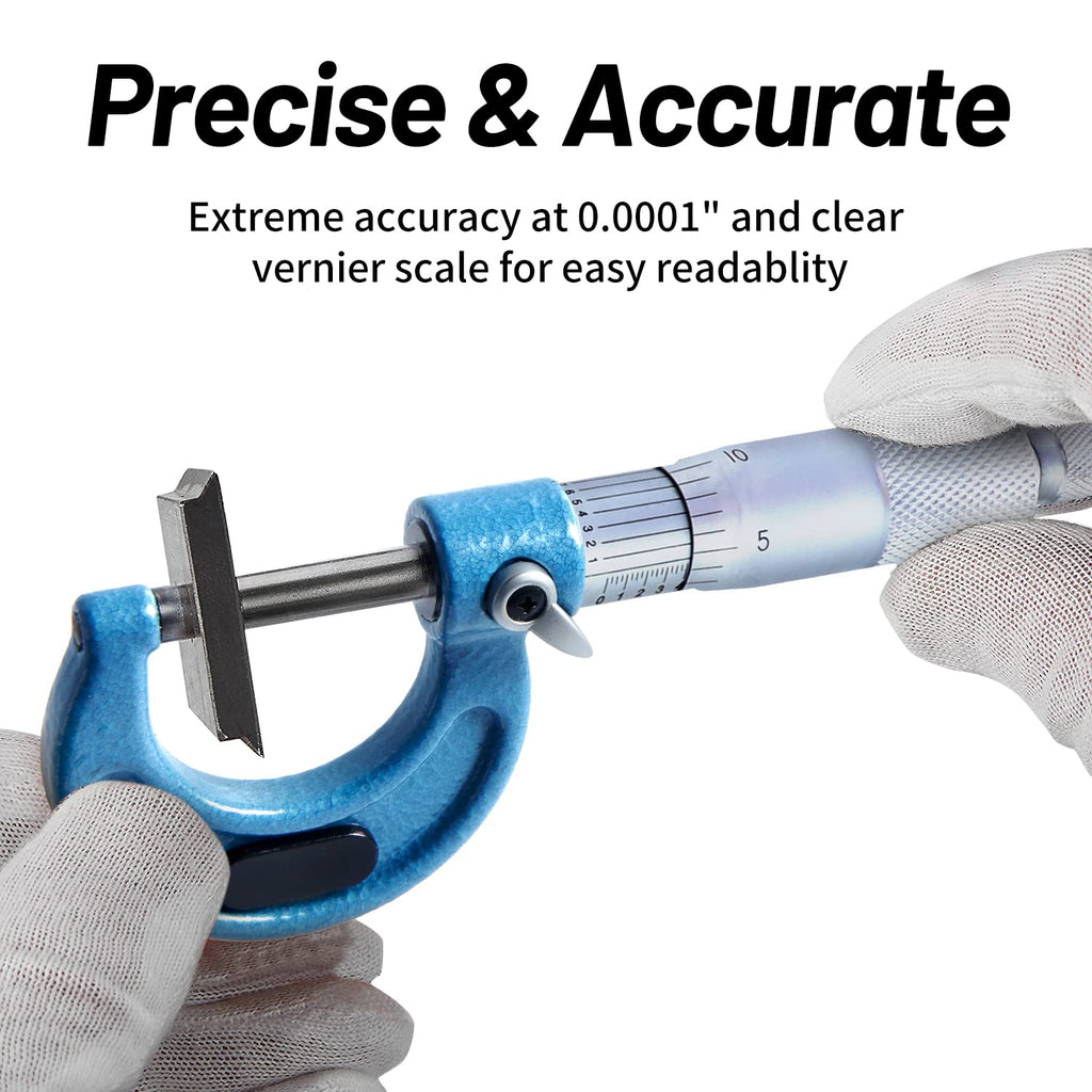 Outside Micrometer Set 0-4inch Range 0.0001" Graduation with Standards, Ratchet Stop, Carbide Heads 4Pcs J4141