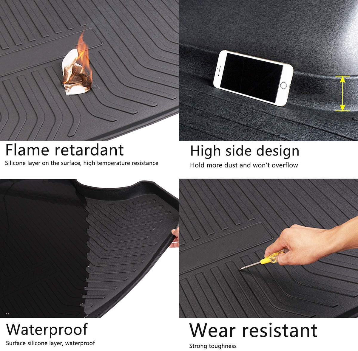 Trunk Cargo Liner Mat Tray, Heavy Duty Waterproof, Custom Fit, Black, Pack of 2 P341475