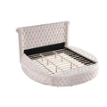 Beige Velvet Tufted California King Bed L12036