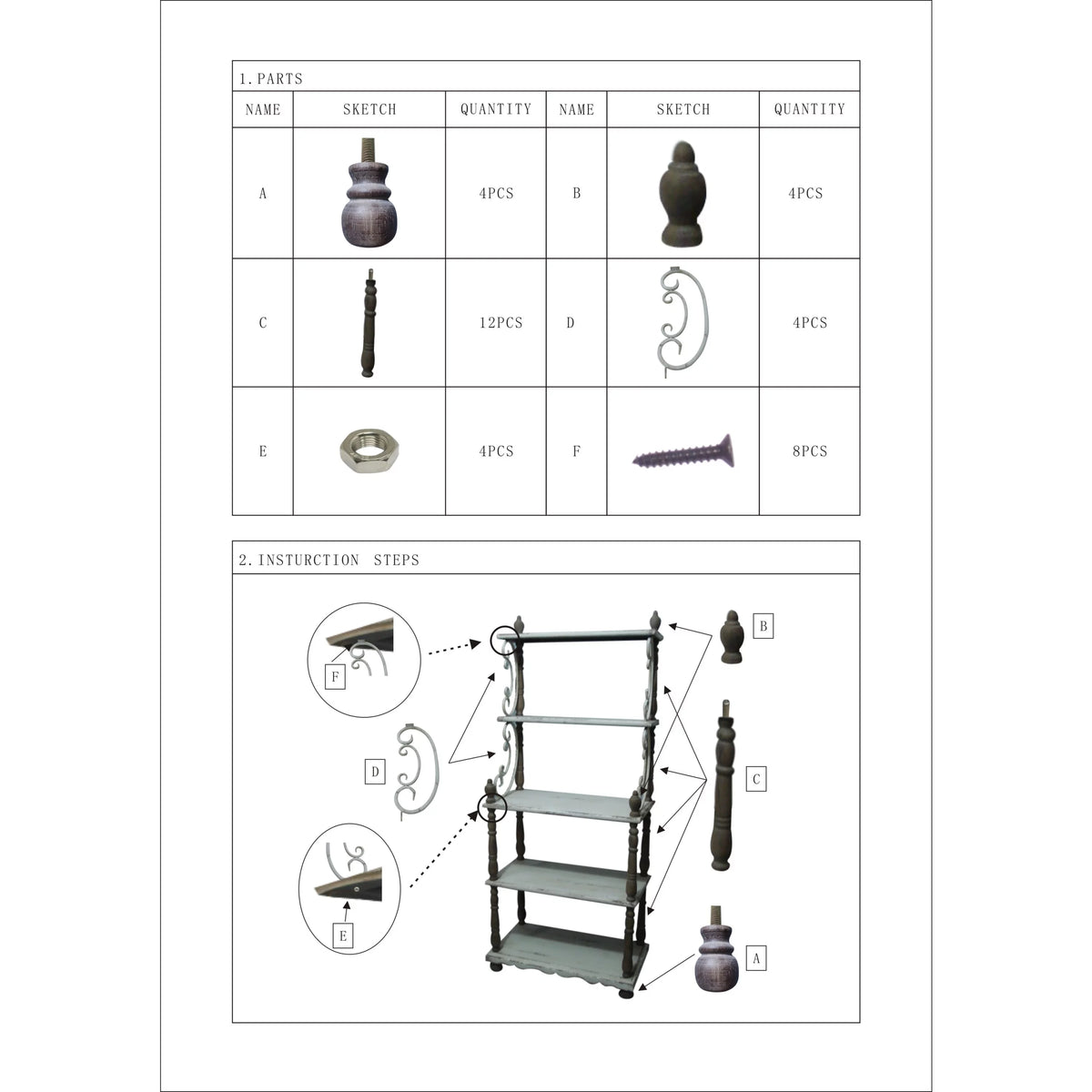 White Wood 5-Tier Shelving Unit I31246