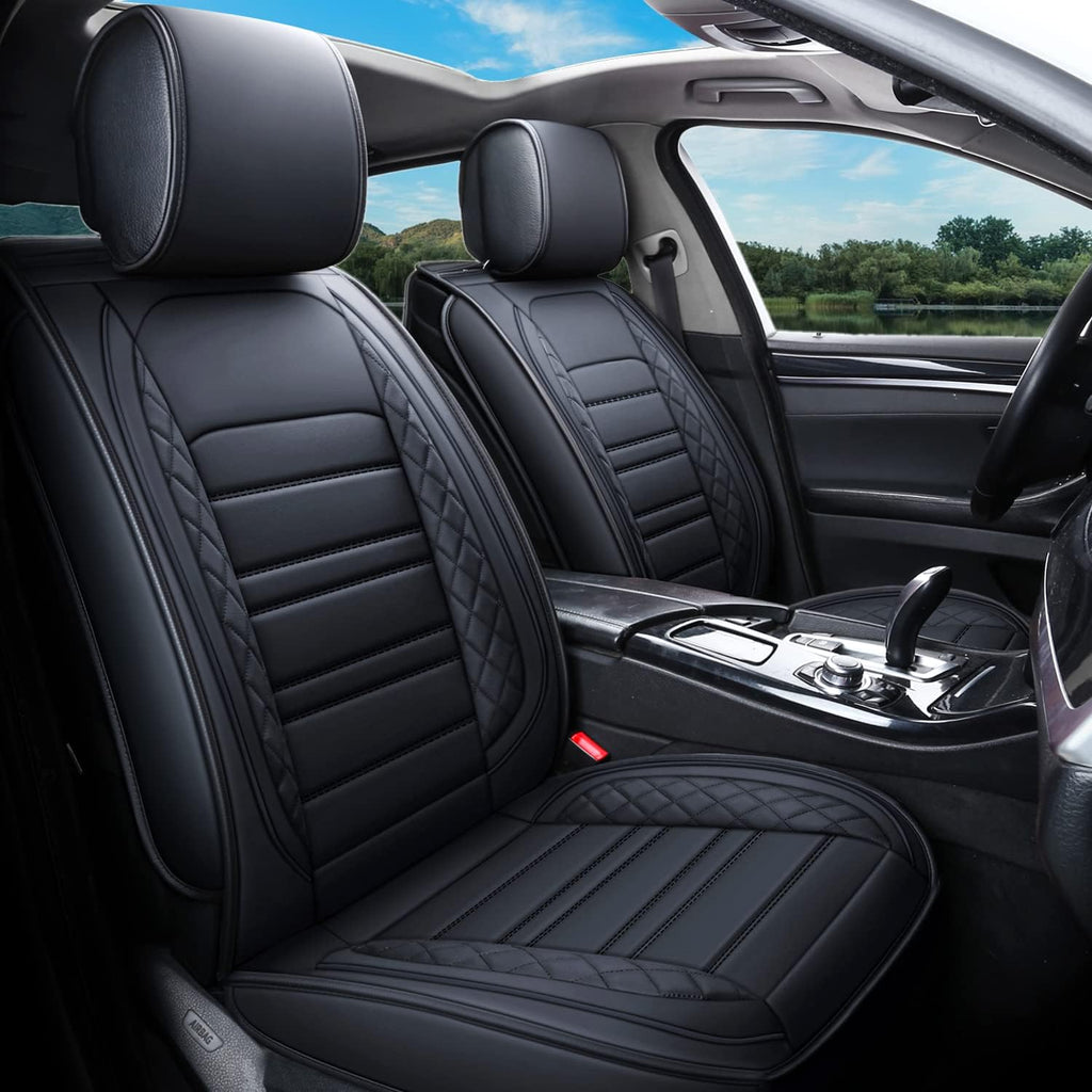 Black Non-Slip Universal Leather Car Seat Covers Full Set A66318