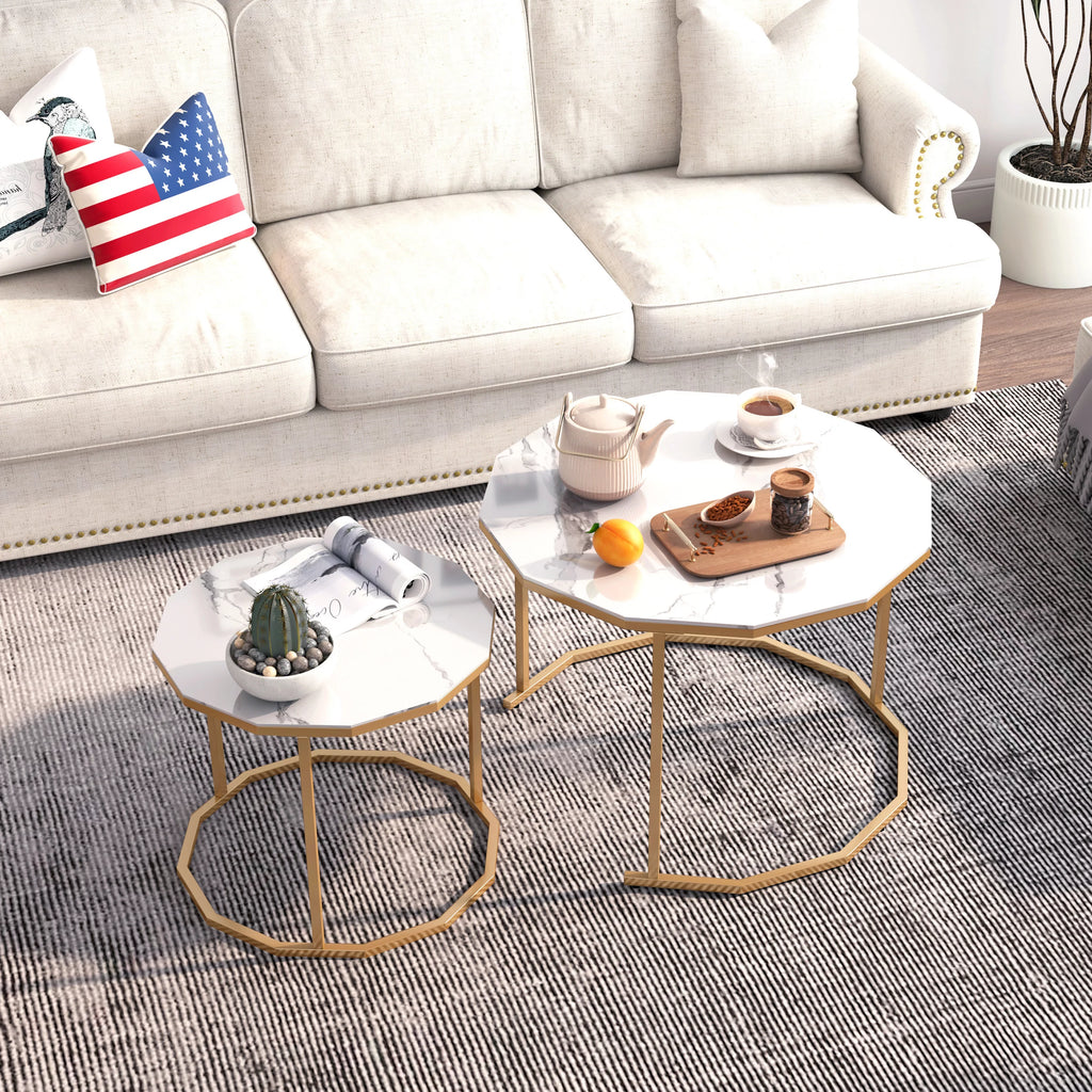 White Marble Coffee Table 12 gon Shape I650112