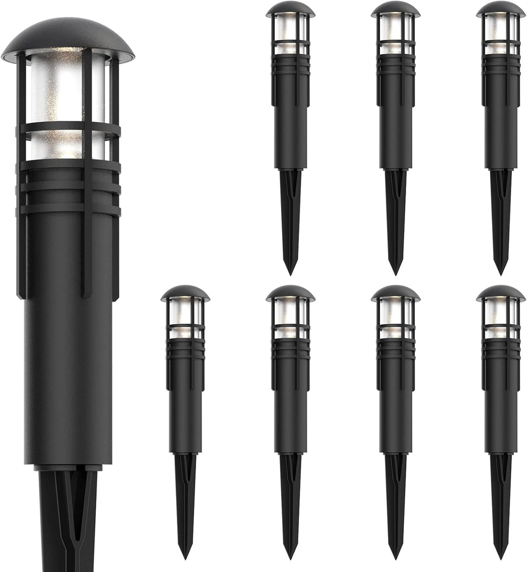 Black 8 Pack LED Bollard Pathway Light H626244