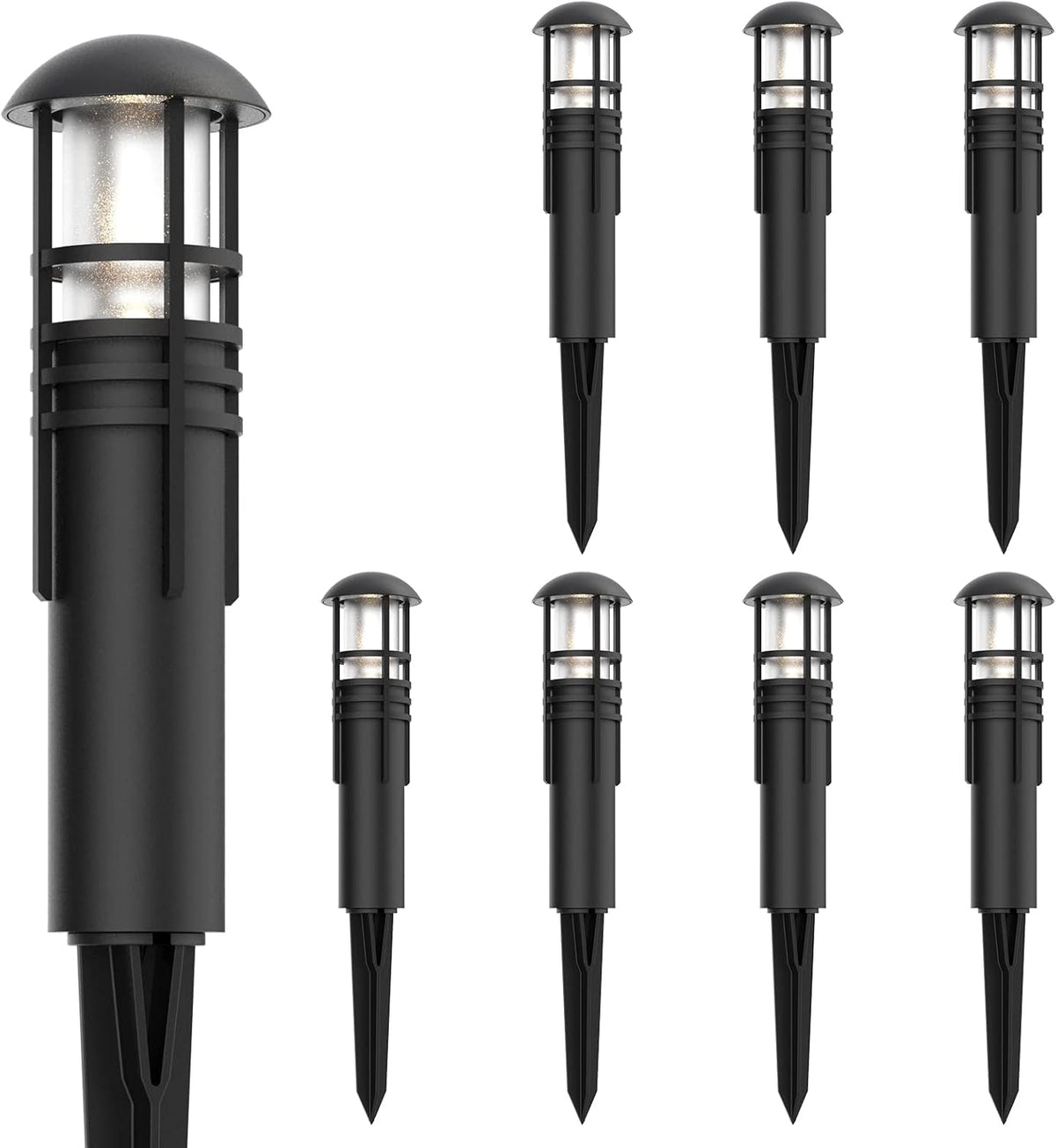 Black 8 Pack LED Bollard Pathway Light H626244