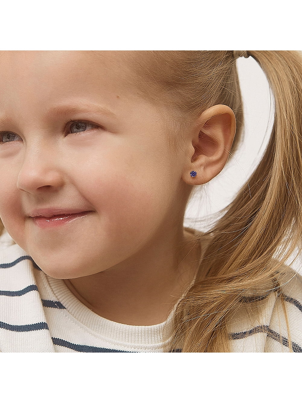Simulated Amethyst Toddler Earrings Safety Screw Back N33683