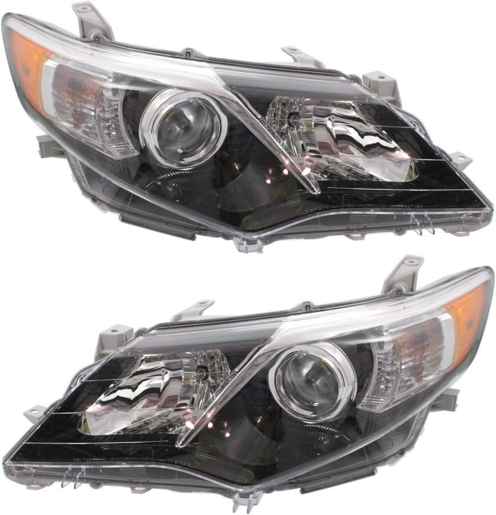 Headlight Assembly Pair for Toyota Camry 2012 2013 2014 SE Model Halogen V55259