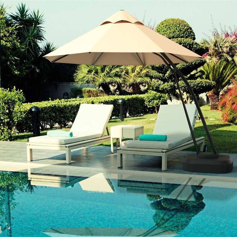 Blue 11 Feet Outdoor Cantilever Hanging Umbrella with Base and Wheels G172279