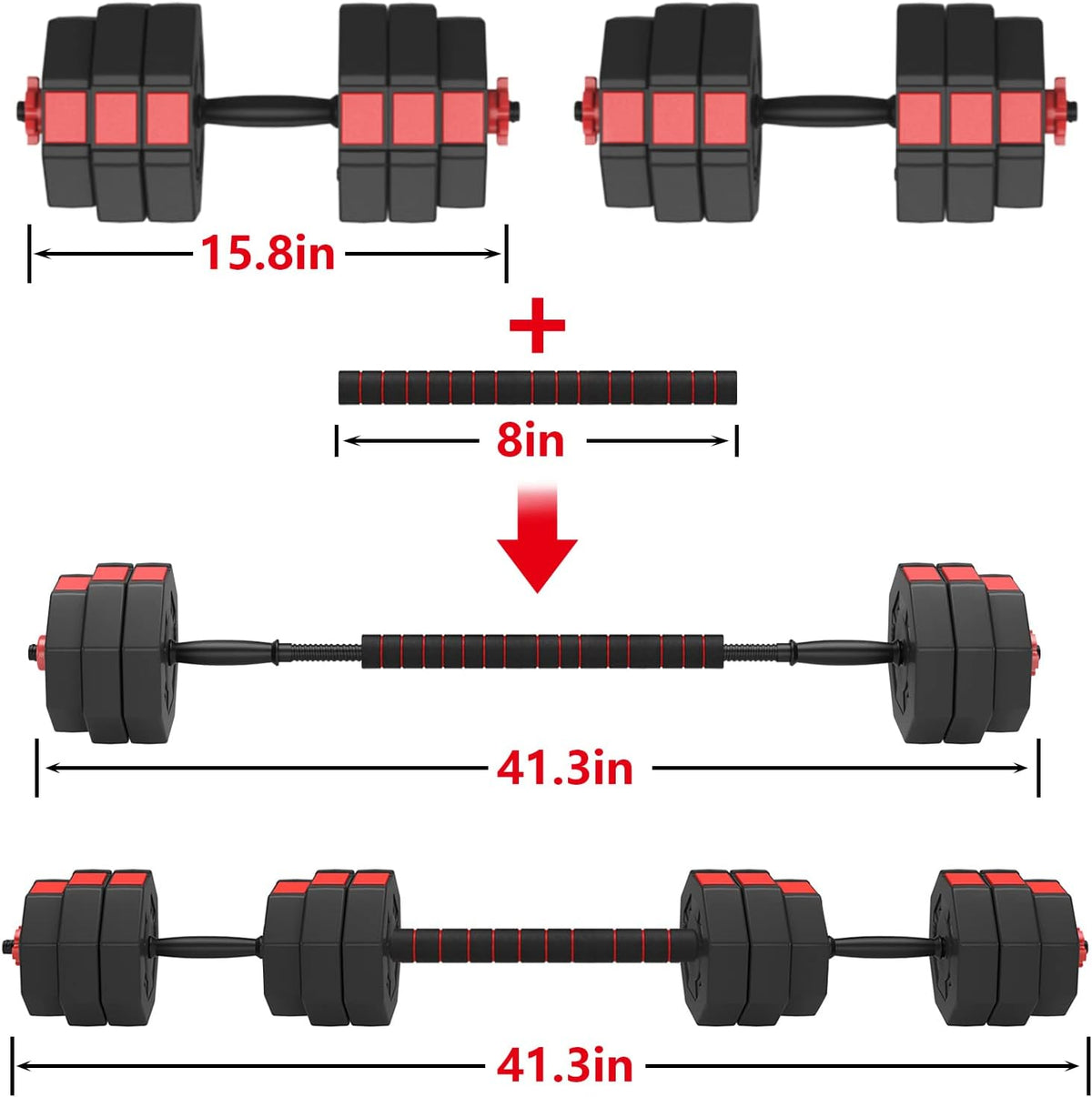 Adjustable Dumbbells with Connecting Rod, Pack of 2 R8143