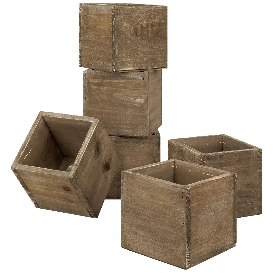 Brown Wood Vase Pack of 6 F85258