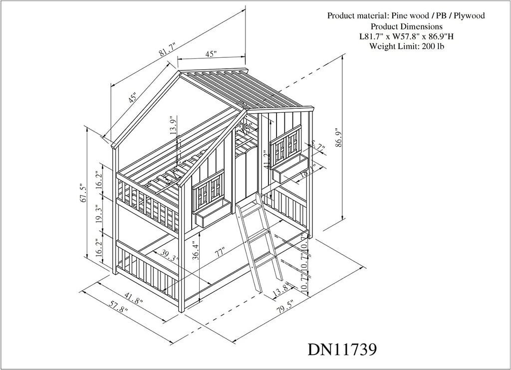 White Wood Frame Kids Bed with Roof and Safety Guardrails Q675