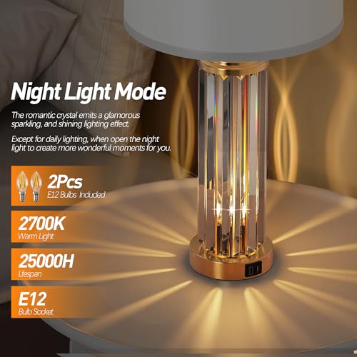 Gold Table Lamp with USB A+C Ports Set of 2 M9807