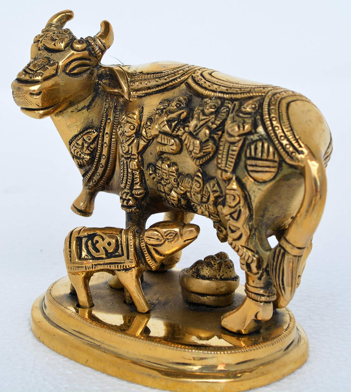 Cow with Calf Idol Showpiece, Brass, Pack of 2 I532523