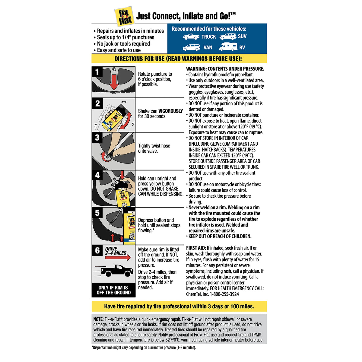 24 oz Aerosol Tire Repair and Inflator R353