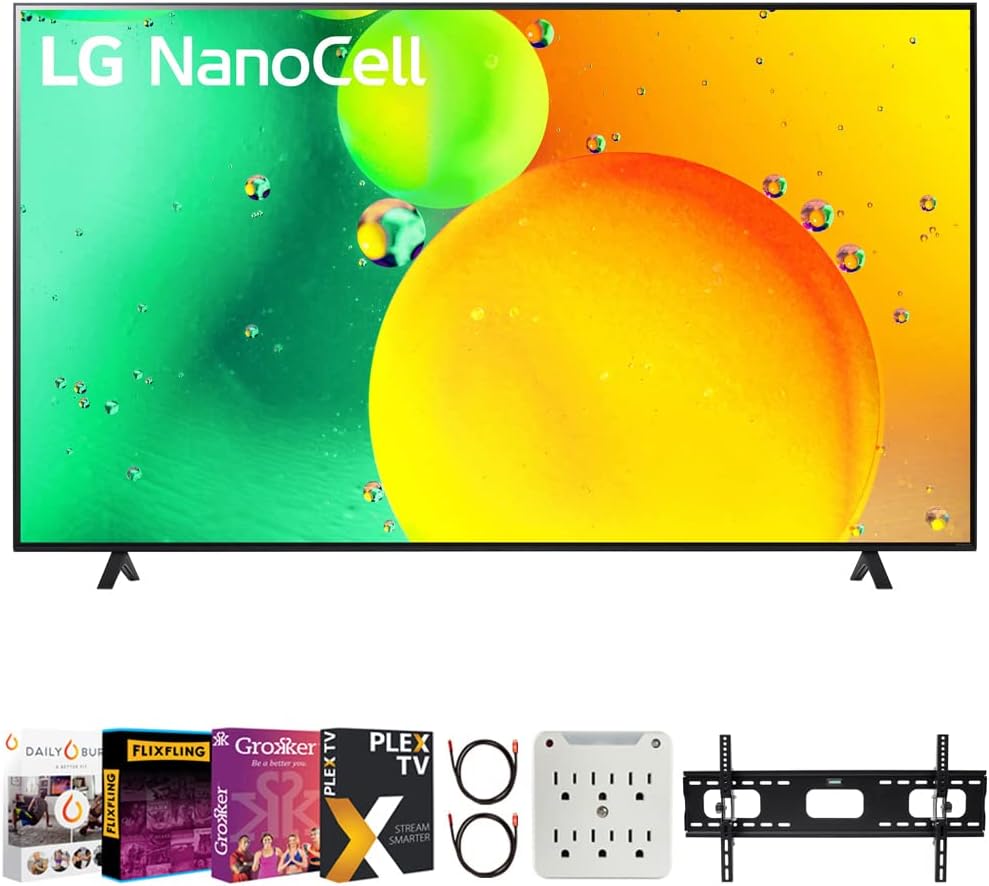 55 Inch 4K UHD Smart LED TV with Wall Mount, Surge Adapter, 2X 4K HDMI Cable P655