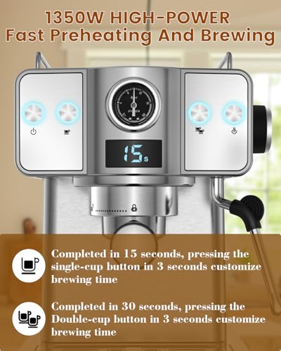 20 Bar Espresso Machine with Milk Frother and 60oz Water Tank M3848