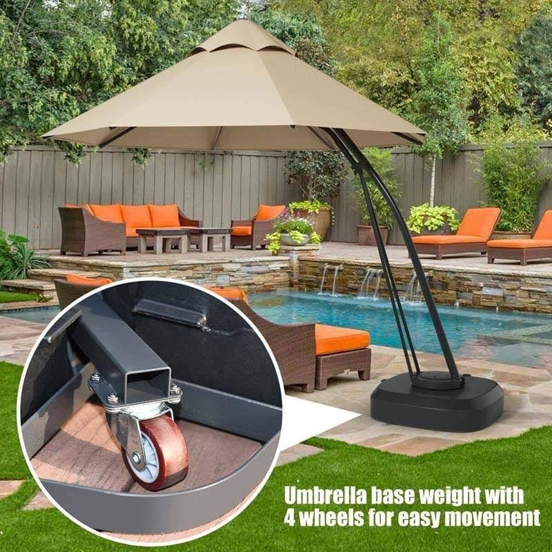 Blue 11 Feet Outdoor Cantilever Hanging Umbrella with Base and Wheels G172279