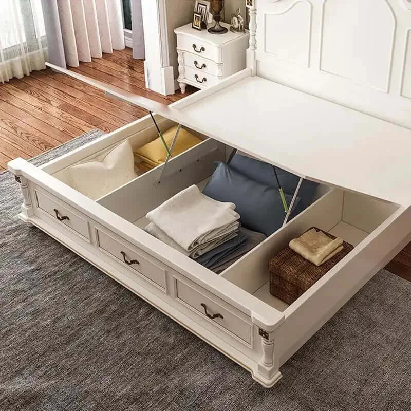 Wooden Bed with Storage and Bedside Tables F179