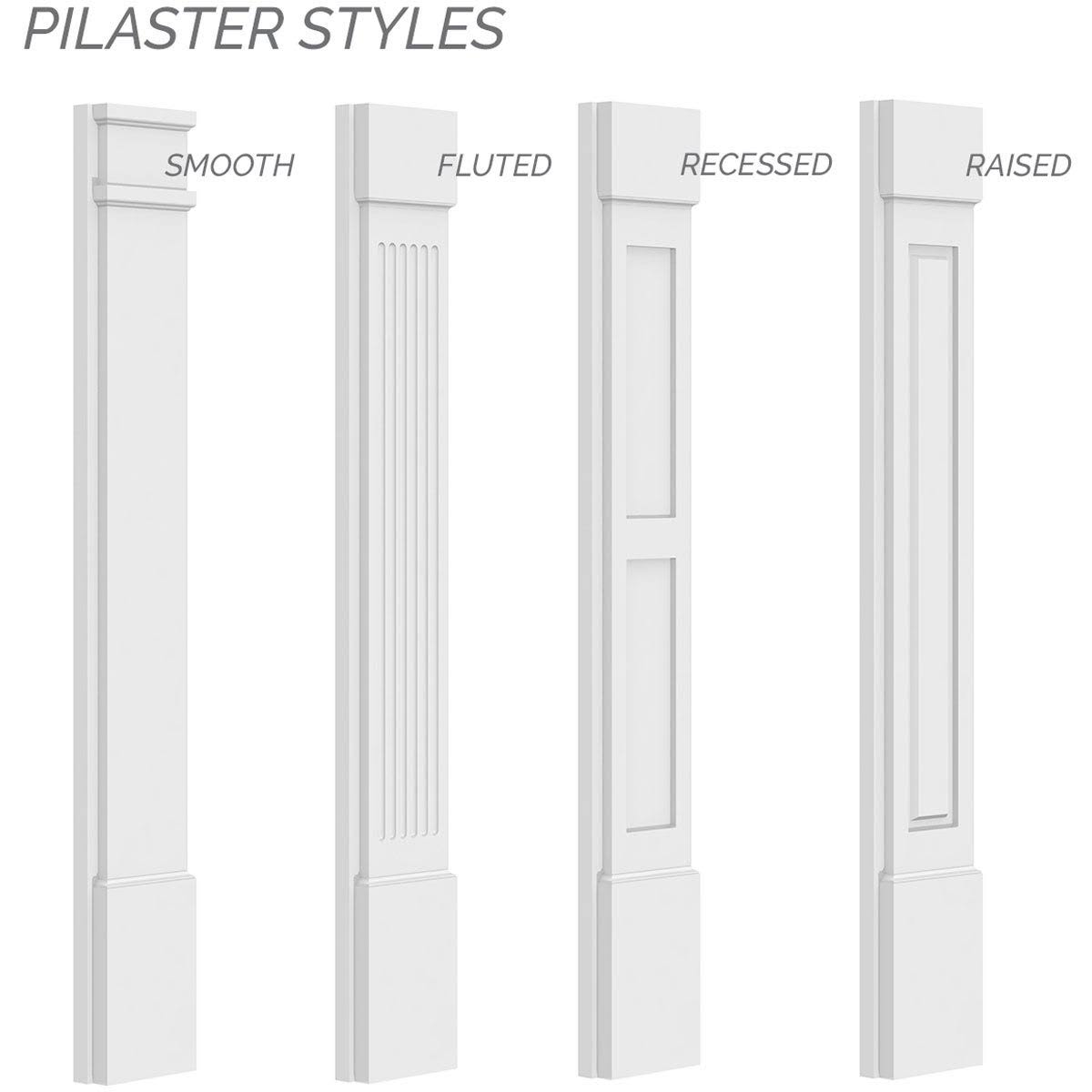 Raised Panel PVC Pilaster with Capital and Base (Pair) Q5516