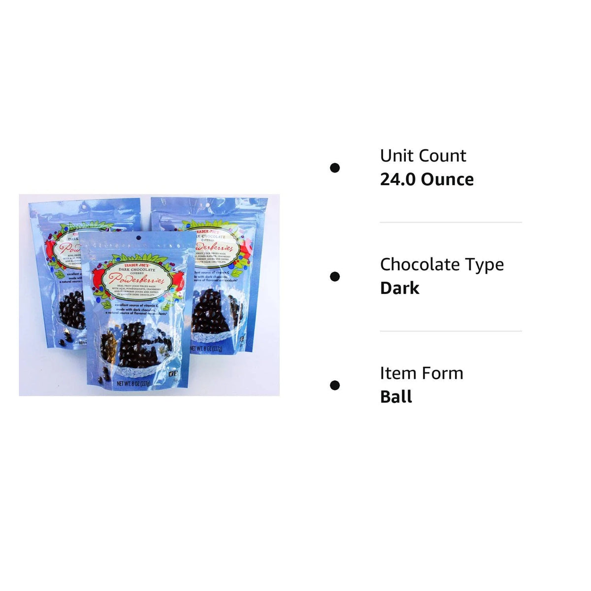 Dark Chocolate Covered Powerberries With Acai, Pomegranate, Cranberry And Blueberry Pack Of 3 R12517