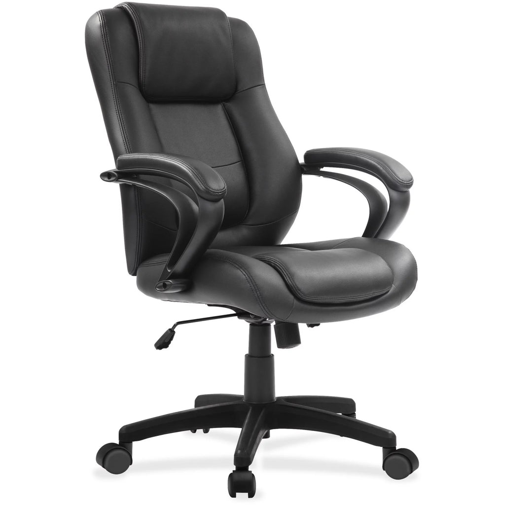 Black Leather Office Chair with Padded Armrests T4131