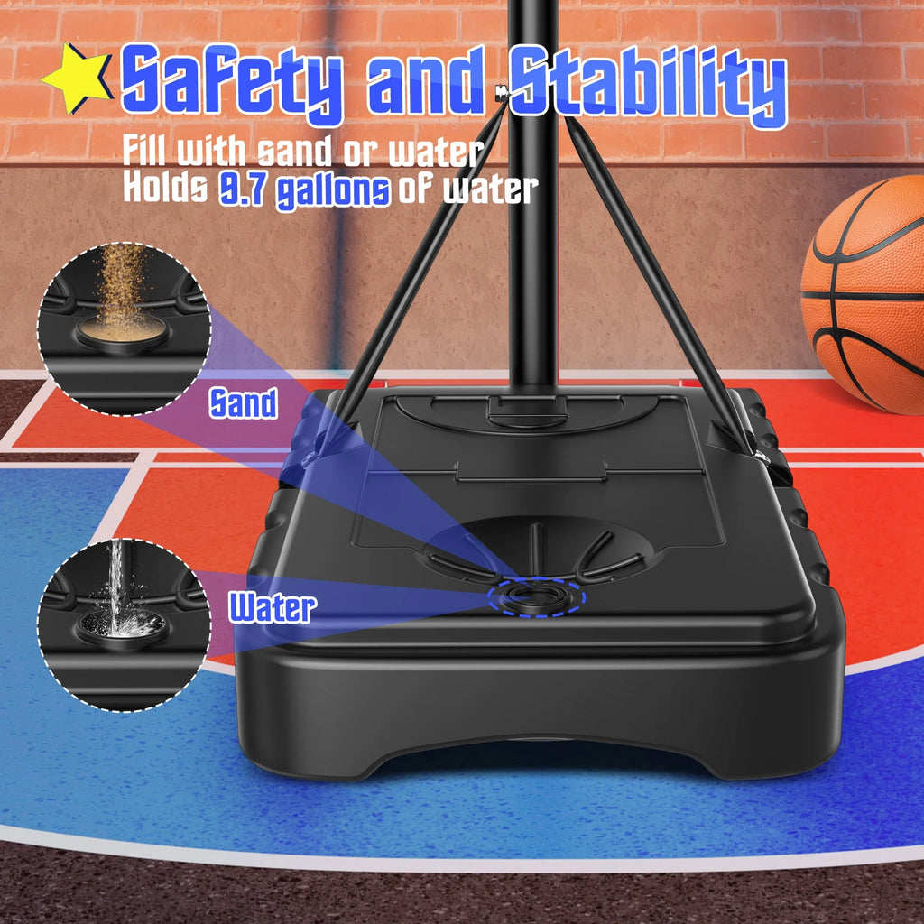 Adjustable Portable Basketball Hoop with 33 Shatterproof Backboard R395