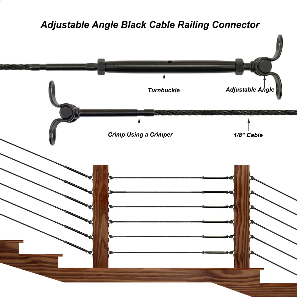 Black Cable Railing Hardware Kit, 10 Pairs W85185