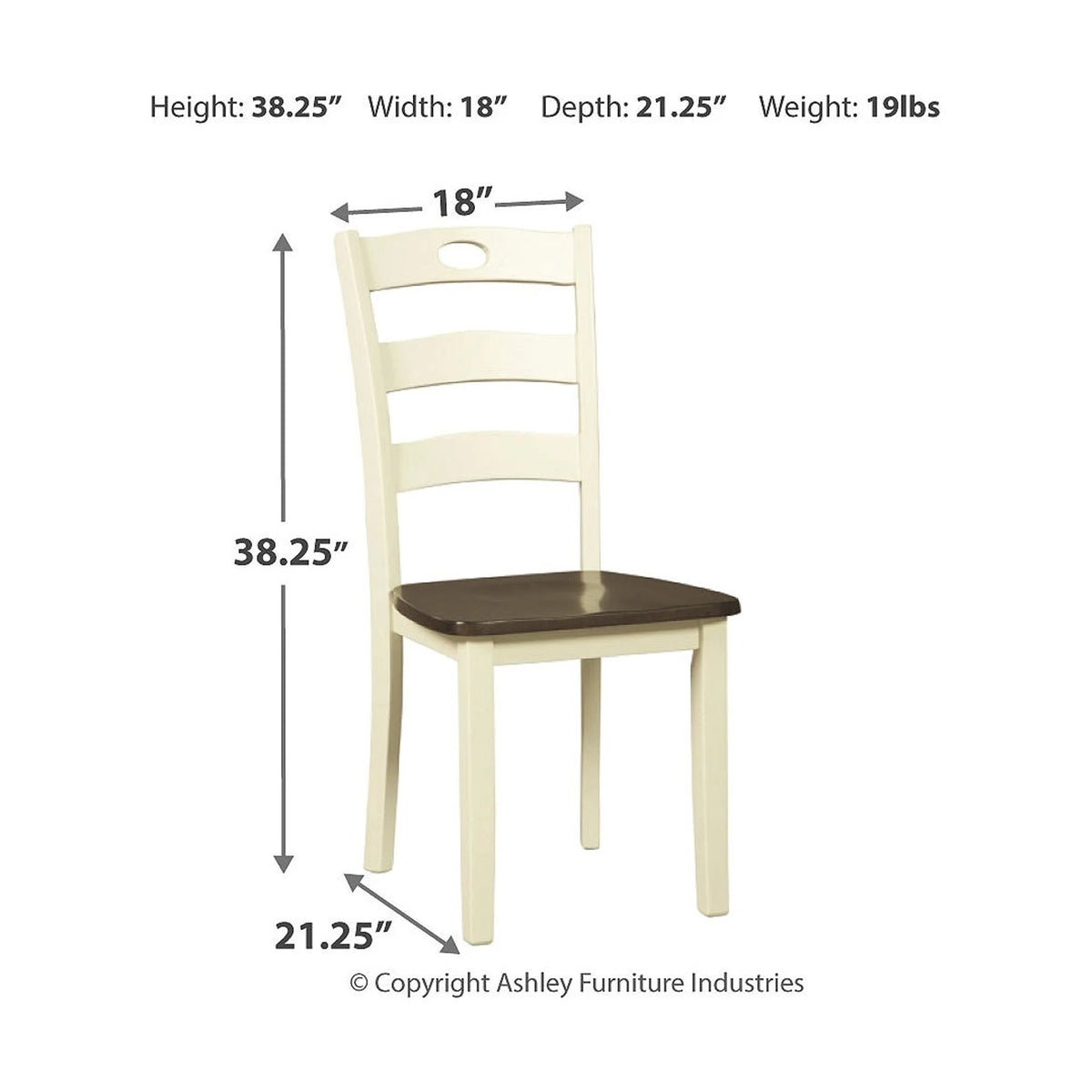 Cream & Brown Ladderback Dining Chair, Set of 2 L78131