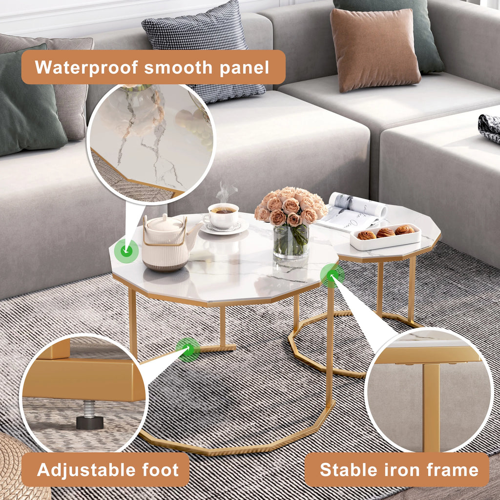 White Marble Coffee Table 12 gon Shape I650112