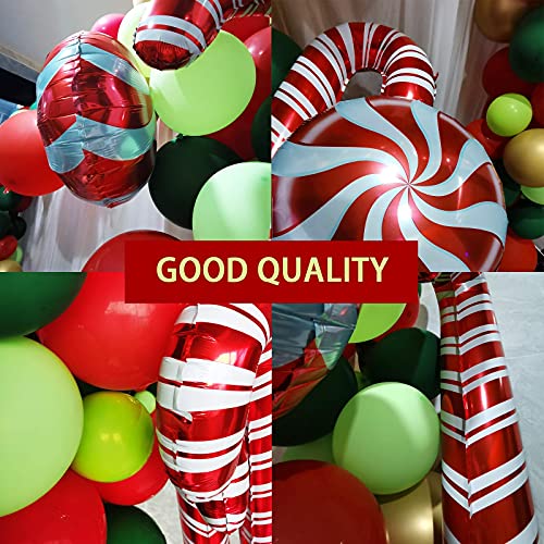 Christmas Balloon Garland Arch Kit with Red Gold Dark Green Balloons P29623