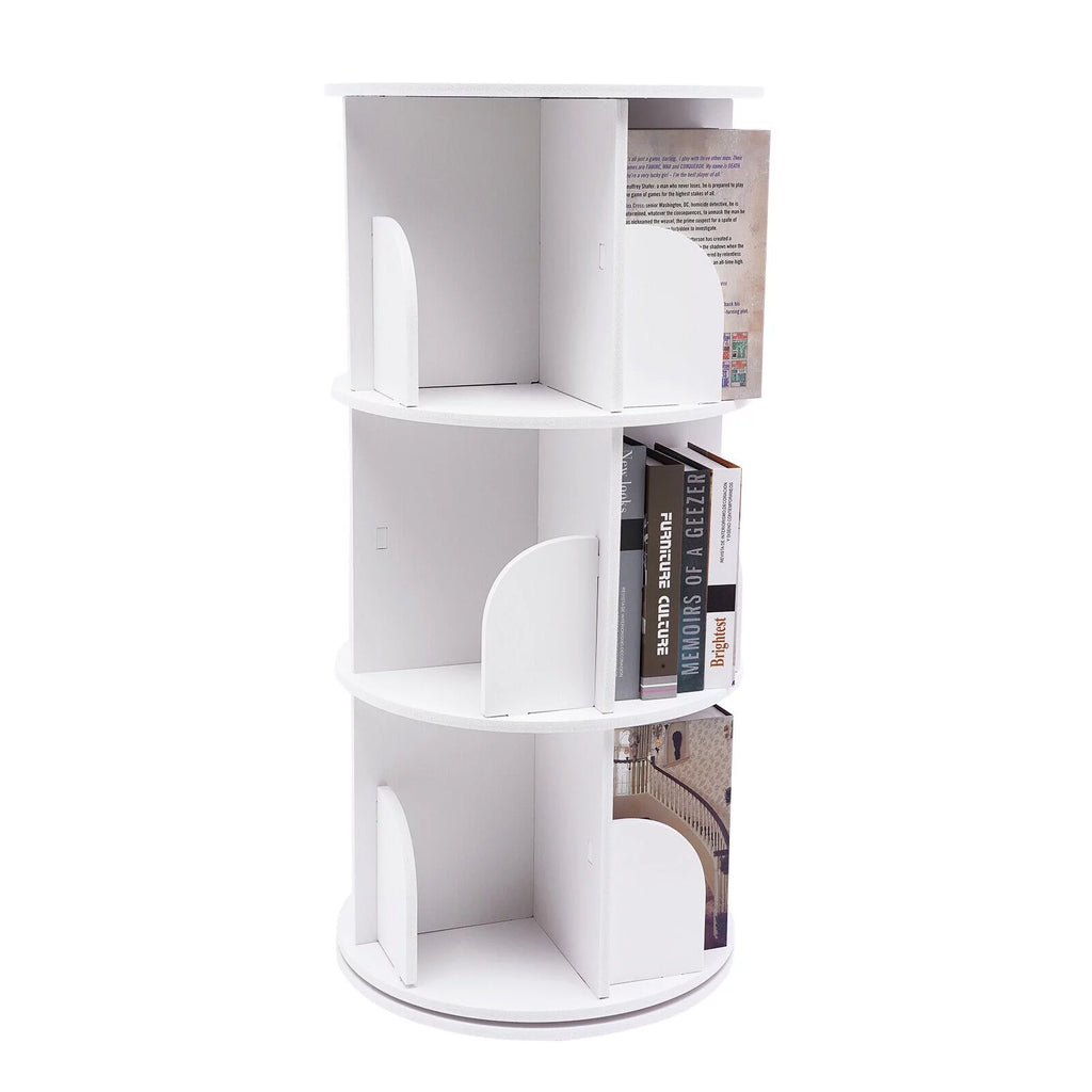 3-Tier 360° Rotating White Bookshelf S3905