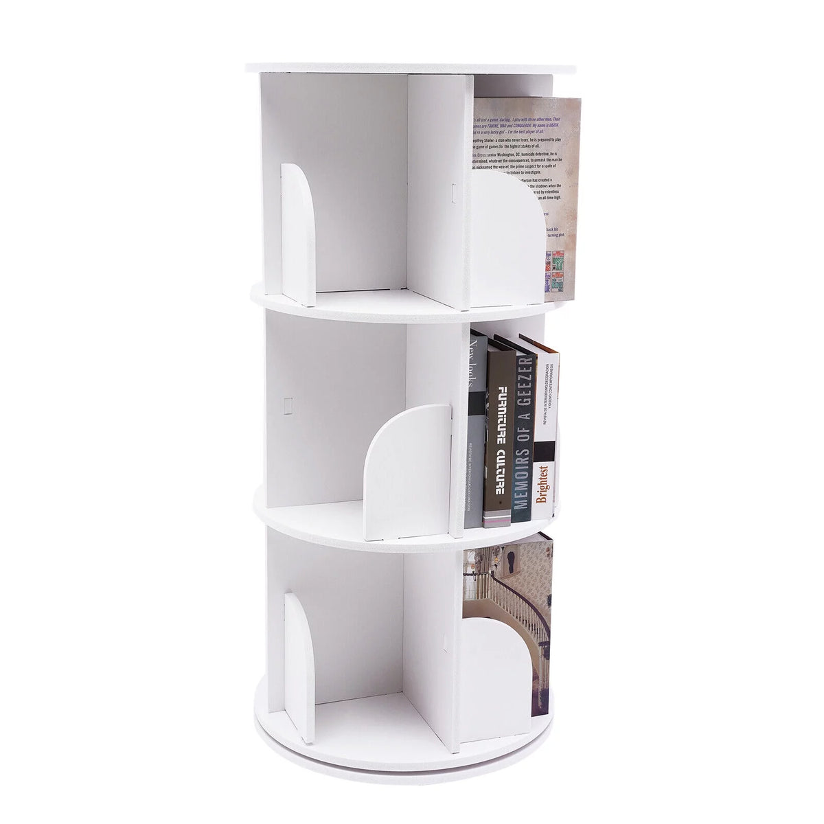 3-Tier 360° Rotating White Bookshelf S3905
