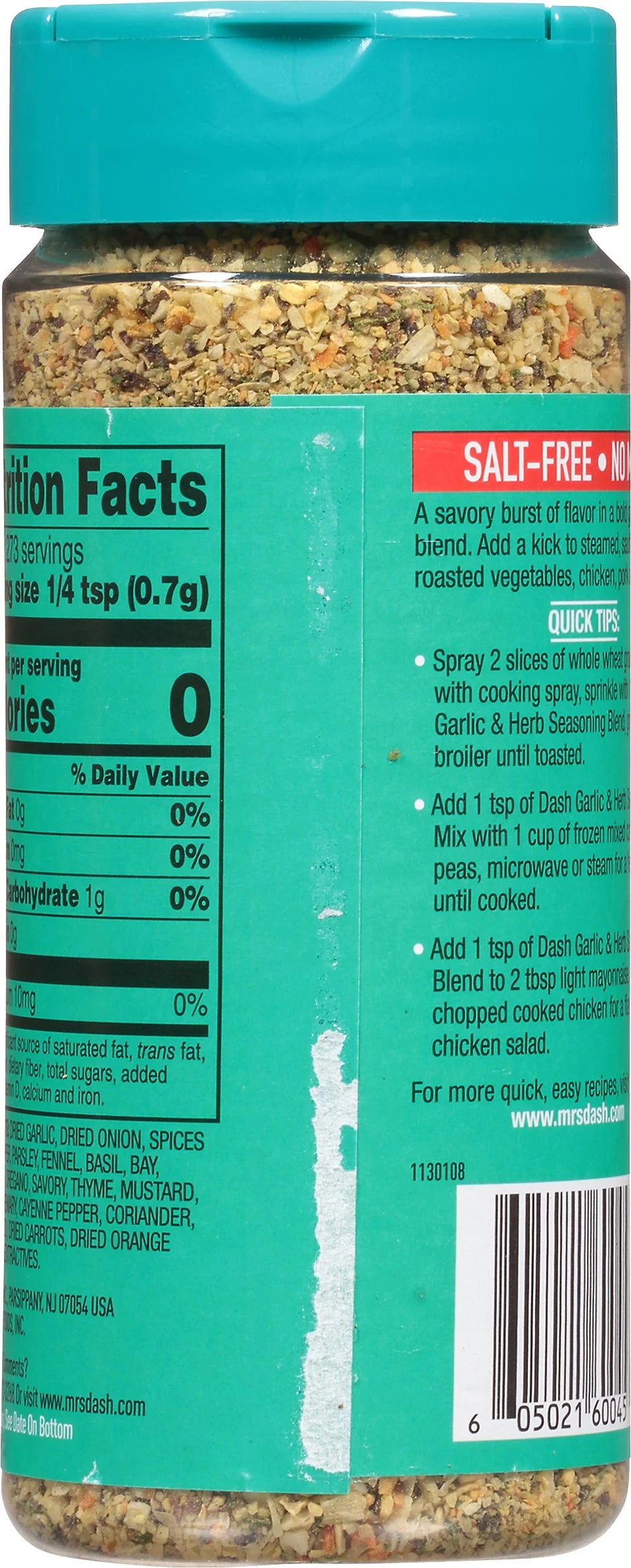 Salt-Free Garlic & Herb Seasoning Blend, 6.75 oz Q548974