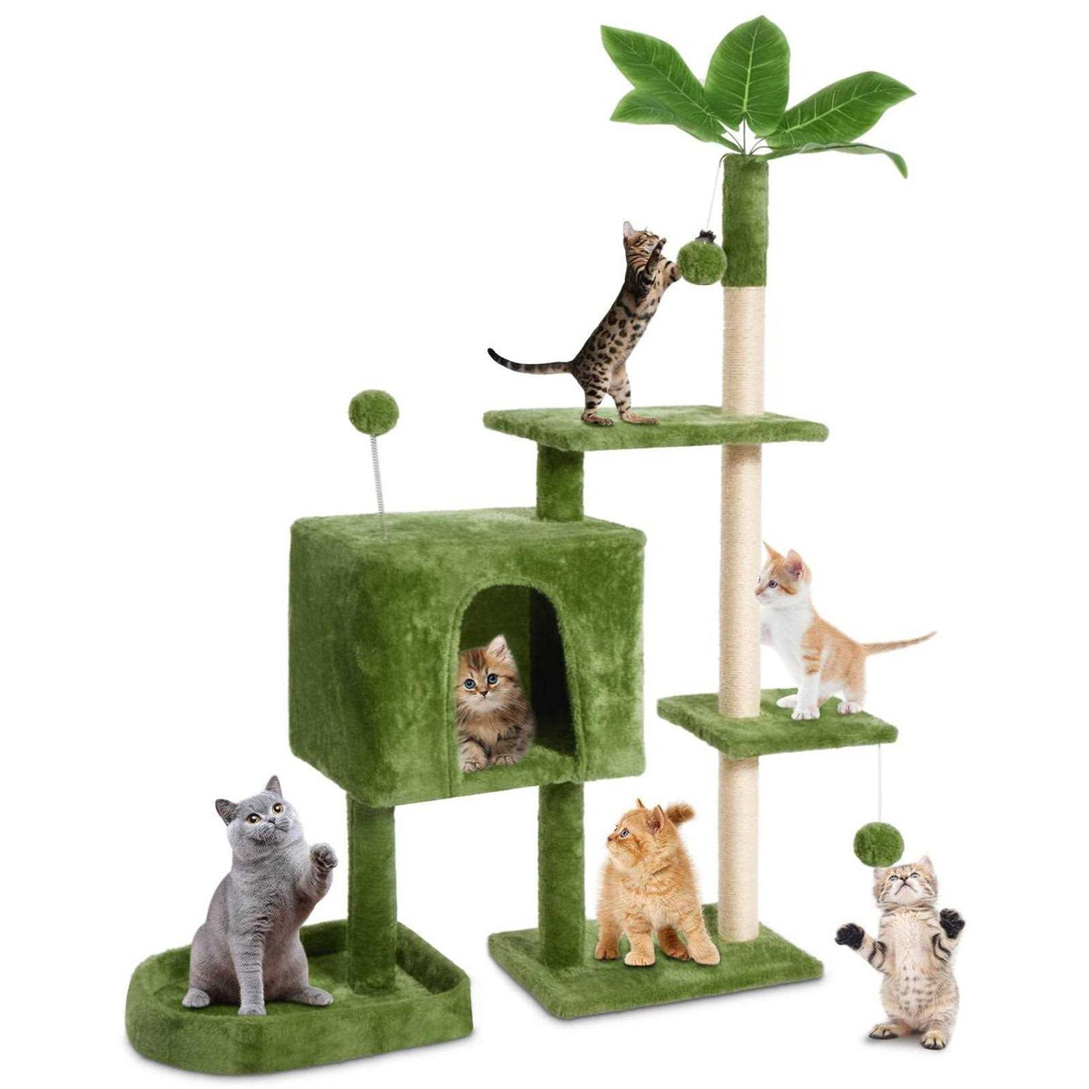 52in Cat Tree with Scratching Posts Plush Perch V1731