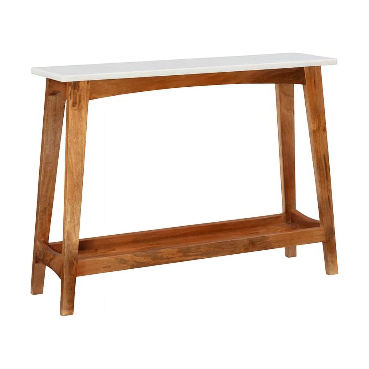 Brown Mango Wood and Marble Console Table T470109
