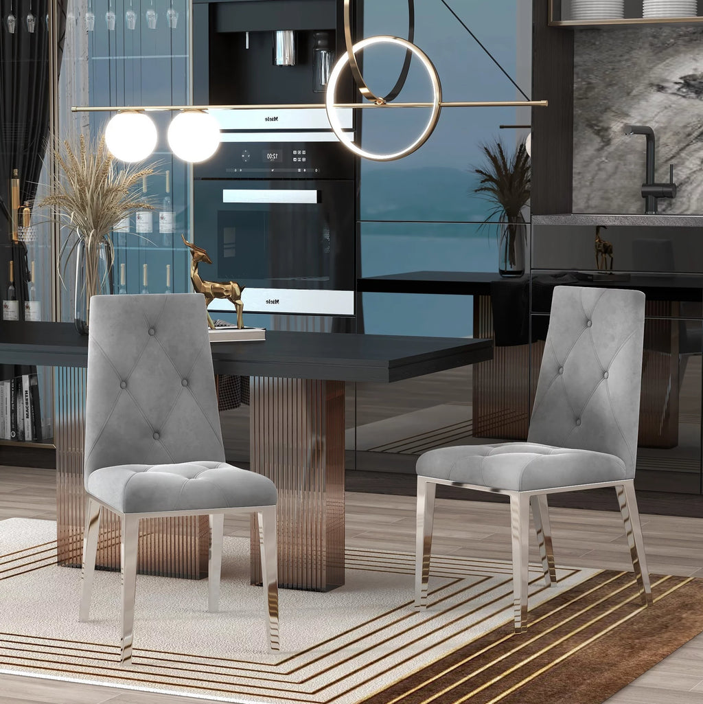 Dark Grey Velvet Dining Chairs Set Of 2 D9182
