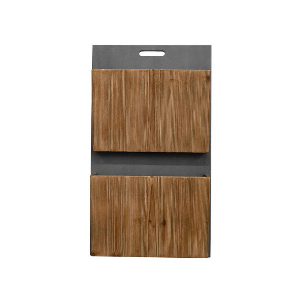 Gray Wood 2-Tier Magazine Rack O363962