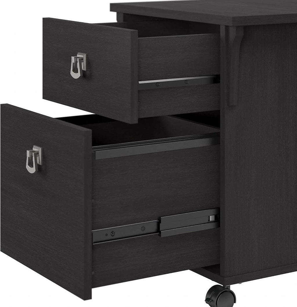 Vintage Black 2 Drawer Mobile File Cabinet R464