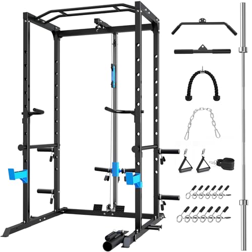 Power Cage with J-Hooks, Dip Handles, Landmine Attachment K740397