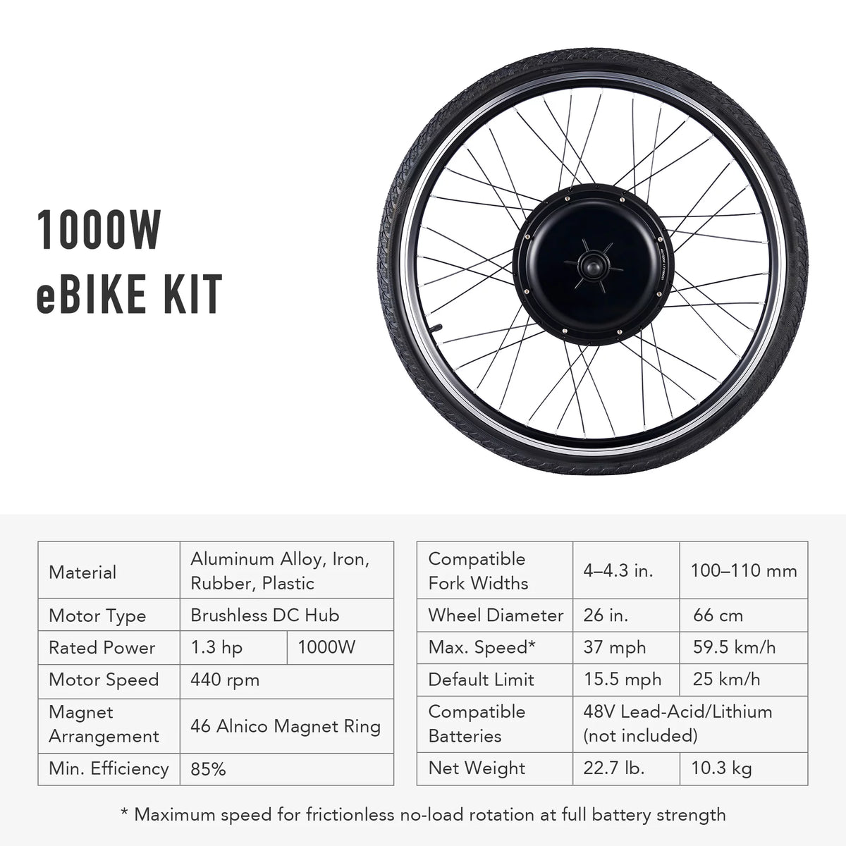 26 Inch 1000 Watt Electric Bike Conversion Kit E635609