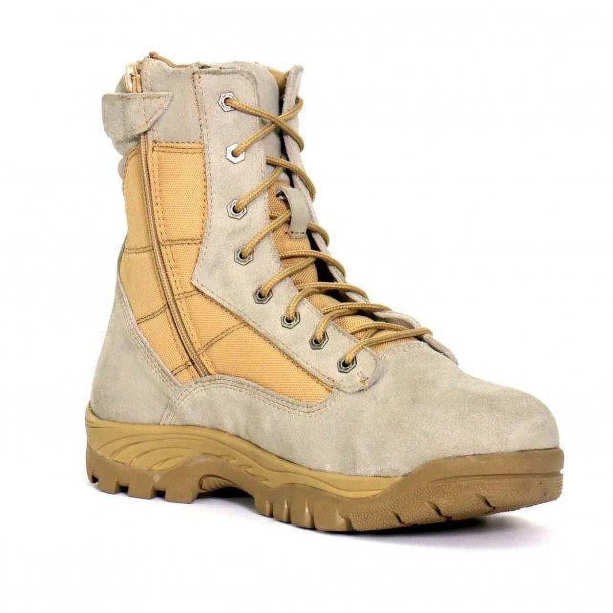 Tan Leather Lace Up Boots with Zippers B4706