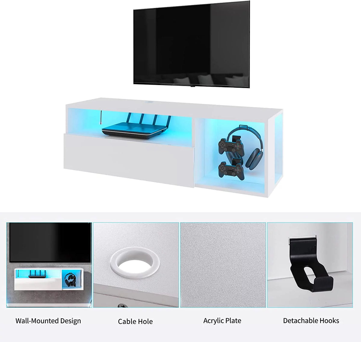 39.3 inches Floating TV Stand with Lights Q1671