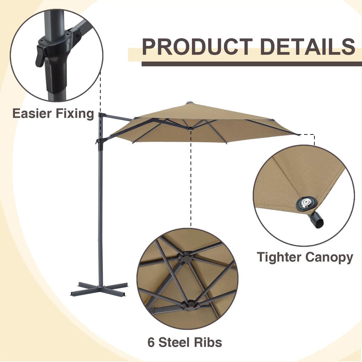 10ft Beige Outdoor Patio Umbrella B672172